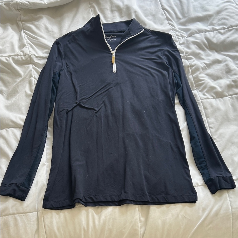 Tailored Sportsman Navy Quarter-Zip Long Sleeve Top